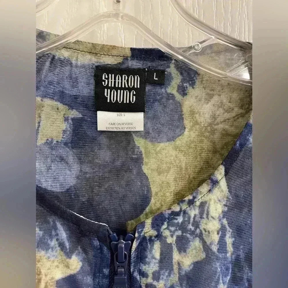 Sharon Young Blue Zip Up Blouse - Picture 4 of 9